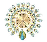 GANYUNG Peacock Wall Clock 60 X 60cm Big Metal Clock Peacock Design Silent Non-ticking Quartz Movement Modern Wall Clocks for Living Room, Kitchen, Office