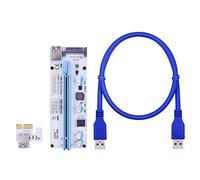 GANYUU 100PCS LED VER008S PCI-E Riser Card PCIE 1X to 16X Extender 60CM 100CM USB 3.0 Cable 4Pin 6Pin SATA Power for GPU Miner(0.6M)