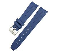 GANYUU 18mm 19mm 20mm 21mm 22mm Rubber Watchband For Omega Sxwatch Seamaster Speedmaster Planet Ocean Tissot Curved End Rubber Strap(Blue Blue,18mm)