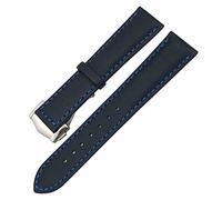 GANYUU 19/20mm Nylon Leather Canvas Watchband 21/22mm Fit for Omega AT150 Seamaster Planet Ocean Watch Nylon Strap(Black Blue,21mm)