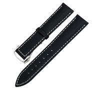 GANYUU 19/20mm Nylon Leather Canvas Watchband 21/22mm Fit for Omega AT150 Seamaster Planet Ocean Watch Nylon Strap(Black White 1,22mm)