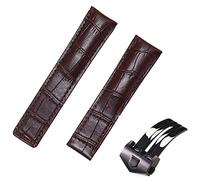 GANYUU 20/22/24mm Cow Leather Classic WatchBand For TAG HEUER CARRERA Aquaracer MONACO Quality Band Soft Watch Strap Wrist Bracelet(With Black Clasp-01,24mm)
