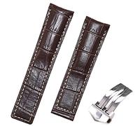 GANYUU 20/22/24mm Cow Leather Classic WatchBand For TAG HEUER CARRERA Aquaracer MONACO Quality Band Soft Watch Strap Wrist Bracelet(With Silver Clasp,20mm)