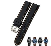 GANYUU 20mm 21mm 22mm Rubber Silicone Black Blue Watchbands for IWC PILOT Mark 18 Watch Sports Strap(Black orange,22mm)