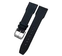 GANYUU 20mm 21mm 22mm Woven Nylon Watch Strap Fold Buckle Watchbands Fit For IWC Pilot Mark Portugieser Portofino Bracelet(Black black silver,22mm)
