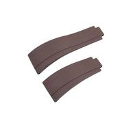 GANYUU 20mm 21mm Fluorine Rubber FKM Watchband Watch Band For Rolex Strap GMT OYSTERFLEX Daytona Submariner DEEPSEA Yacht Master Belt(Brown Strap,Rose Gold Buckle)