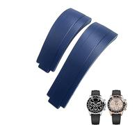 GANYUU 20mm 21mm Fluorine Rubber FKM Watchband Watch Band For Rolex Strap GMT OYSTERFLEX Daytona Submariner DEEPSEA Yacht Master Belt(Blue Strap,Matt Silver Buckle)