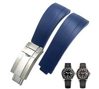 GANYUU 20mm 21mm Rubber Short Buckle Watchband Fit For Rolex Daytona Submariner Role OYSTERFLEX Yacht Master Small Wrist Silicone Strap(Blue Short Buckle,21mm)