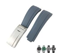 GANYUU 20mm 21mm Rubber Watchband For Rolex GMT OYSTERFLEX Daytona Submariner DEEPSEA Waterproof Strap(Grey,20mm)