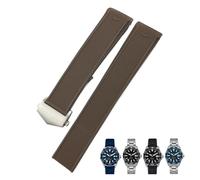 GANYUU 20mm 22mm Natural Rubber Watchband,For TAG Watch Heuer Aquaracer 300 500 Diving Strap Sports Wristband(Brown silver,21mm)