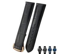 GANYUU 21mm 20mm 22mm Cow Leather Watch Strap for Omega Seamaster 300 Speedmaster Watch Bands(Black rose,20mm)