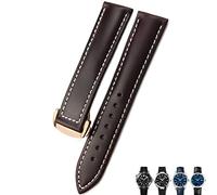 GANYUU 21mm 20mm 22mm Cow Leather Watch Strap for Omega Seamaster 300 Speedmaster Watch Bands(Dark brown rose,21mm)