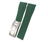 GANYUU 21mm 22mm Black Red Blue Rubber Watchband For Rolex DEEPSEA Sea-Dweller Submariner 41mm Diving Waterproof Silicone Watch Strap(Green,21mm Submariner)