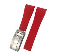 GANYUU 21mm 22mm Black Red Blue Rubber Watchband For Rolex DEEPSEA Sea-Dweller Submariner 41mm Diving Waterproof Silicone Watch Strap(Red,21mm Submariner)