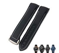 GANYUU 21mm 22mm Rubber Nylon Watch Band 19mm 20mm for Omega Strap Planet Ocean Seamaster 300 Rubber Bracelet(Black Nylon White,19mm)