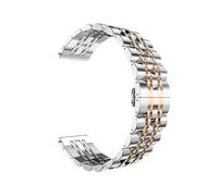 GANYUU 22mm 20mm Seven Solid Beads Stainless Steel Strap For Huawei Watch4/4Pro GT2/3Pro 46mm Band For Samsung Watch 46mm 45mm Bracelet Watchbands(Silver Rose,22mm)