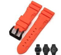 GANYUU 22mm 24mm 26mm Nature Rubber Watchband For Panerai Luminor PAM441 Black Blue Orange Sport Waterproof Watch Strap Tools(Orange Orange-black,26mm)