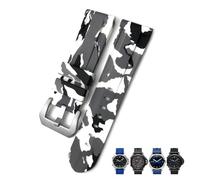 GANYUU 22mm 24mm 26mm Rubber Watch Band，For SUBMERSIBLE Colorful Waterproof Sport Camo Strap(Camo white silver,26mm)