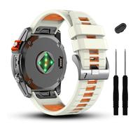 GANYUU 22mm For Fenix 7/7 Pro/6/6 Pro/5/5 Plus Watch Band,Soft Quickfit Silicone Straps For Forerunner 965 955/Approach S70 47mm/Instinct 2/quatix 7 Smartwatch(Gray/Orange)