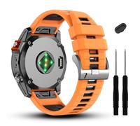 GANYUU 22mm For Fenix 7/7 Pro/6/6 Pro/5/5 Plus Watch Band,Soft Quickfit Silicone Straps For Forerunner 965 955/Approach S70 47mm/Instinct 2/quatix 7 Smartwatch(Orange/Black)