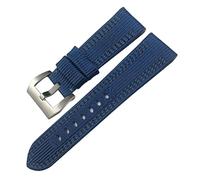 GANYUU 24mm 26mm Nylon Fabric Watch Band For Panerai Submersible Luminor PAM Canvas Leather Sport Strap Gift Tools(Blue Gray Silver,24mm)