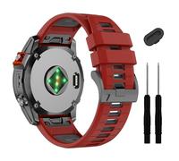 GANYUU 26MM Fenix 7X 6X Pro 5X Plus Quickfit Watch Band, Soft Silicone Strap，For Garmin Enduro 2/Descent MK2i /MK3i 51mm/Tactix 7Pro/Epix Pro 51mm Wristband(Red Dark Grey)