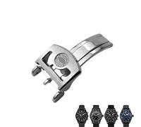 GANYUU 316L Stainless Steel 18mm Deployment Watch Buckle，For IWC Spitfire Leather Watchband Folding Clasp(Silver 2)