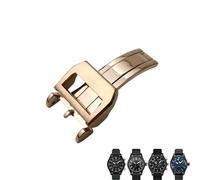 GANYUU 316L Stainless Steel 18mm Deployment Watch Buckle，For IWC Spitfire Leather Watchband Folding Clasp(Rose gold 1)