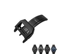 GANYUU 316L Stainless Steel 18mm Deployment Watch Buckle，For IWC Spitfire Leather Watchband Folding Clasp(Black 1)