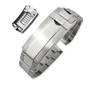 GANYUU 316L Stainless Steel Watchband 20mm For Rolex Submariner Daytona Date Just Sliding Lock Silver Solid Watch Strap(Sub glossy)