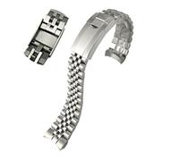 GANYUU 316L Stainless Steel Watchband 20mm For Rolex Submariner Daytona Date Just Sliding Lock Silver Solid Watch Strap(Date just)