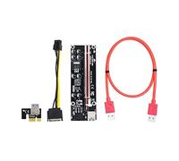 GANYUU 500PCS VER009S Plus PCI-E Riser Card PCIE 1X to 16X Extender 1M 0.6M USB 3.0 Cable 6Pin to SATA Power for Video Card(Orange)