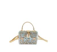 GANYUU Acrylic Evening Bag Hollow Metal Carved Diamond Handbag One Shoulder Crossbody Ladies Bag(浅Blue)