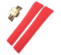 GANYUU Colorful Fluorous Rubber WatchBands For Patek Philippe 5164A 5167A AQUANAUT Series Butterfly Buckle 21mm Silicone Watch Strap (Color : Red, Size : NO Buckle)