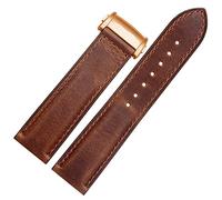 GANYUU Cowhide Leather Watchband 20mm 22mm Strap Folding Buckle For Hamilton Khaki Aviation Classic Series Men Bracelet(Brown 01-rose gold B,20mm)