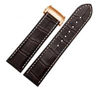 GANYUU Cowhide Leather Watchband 20mm 22mm Strap Folding Buckle For Hamilton Khaki Aviation Classic Series Men Bracelet(Brown 02-rose gold B,20mm)