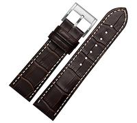 GANYUU Cowhide Leather Watchband 20mm 22mm Strap Folding Buckle For Hamilton Khaki Aviation Classic Series Men Bracelet(Brown 02-silver A,20mm)