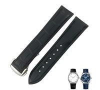 GANYUU Crocodile Leather Watch Band Fit For Omega De Ville Seamaster Constellation 18mm 19mm 20mm 21mm 22mm Real Alligator Skin Strap(Black silver,19mm)