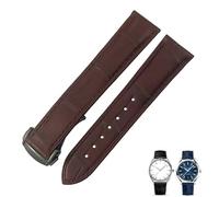 GANYUU Crocodile Leather Watch Band Fit For Omega De Ville Seamaster Constellation 18mm 19mm 20mm 21mm 22mm Real Alligator Skin Strap(Brown black,18mm)