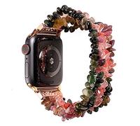 GANYUU For Apple Watch Band 45mm 41mm 38mm 40mm 42mm 44mm Bracelet For iWatch 7/6/5/4/3/2/1 Women Handmade Natural Stone Strap Replacement 7/6/5/4/3/2/1/SE Series WatchBands (Color : Tourmaline, Siz
