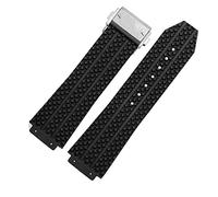GANYUU For Hublot strap BIG BANG authentic Watchband stainless buckle free tool New Black Silicone Men Rubber watchband 25 * 19mm (Color : Diamond, Size : 25X19mm)