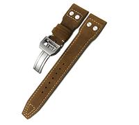 GANYUU For IWC Big Pilot Watch SPITFIRE Le Petit Prince Calfskin Strap 20mm 21mm 22mm Genuine Leather Rivet Watchband(Crazy horse lether,20mm)