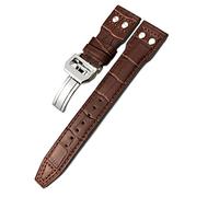 GANYUU For IWC Big Pilot Watch SPITFIRE Le Petit Prince Calfskin Strap 20mm 21mm 22mm Genuine Leather Rivet Watchband(Brown brown Bamboo,20mm)