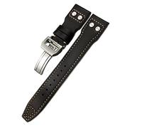GANYUU For IWC Big Pilot Watch SPITFIRE Le Petit Prince Calfskin Strap 20mm 21mm 22mm Genuine Leather Rivet Watchband(Brown white smooth,22mm)