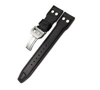 GANYUU For IWC Big Pilot Watch SPITFIRE Le Petit Prince Calfskin Strap 20mm 21mm 22mm Genuine Leather Rivet Watchband(Black black smooth,21mm)