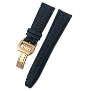 GANYUU For IWC Portugieser Big Pilot IW377714 IW394005 Leather Watch Strap Blue Wristband 20mm 21mm 22mm Premium Cowhide Strap(Blue Rose Buckle,20mm)