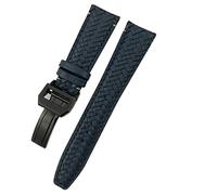 GANYUU For IWC Portugieser Big Pilot IW377714 IW394005 Leather Watch Strap Blue Wristband 20mm 21mm 22mm Premium Cowhide Strap(Blue Black Buckle,20mm)