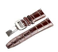 GANYUU For IWC Portugues Pilot Genuine Leather Watch Band Bracelet Strap Accessory 22mm Crocodile Grain Watchbands(Brown)