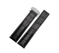 GANYUU Genuine Leather Bracelet 19mm 20mm 22m For Tag Heuer Watchband Men Wristwatches Band Accessories Fold Buckle Leather Watch Strap(Black silver buckle,19mm)