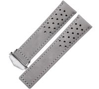 GANYUU Genuine Leather Watchband For TAG Heuer Watch Strap With Folding Buckle 20mm 22mm Gray Black Brown Cow Leathr Band(Gray silver,20mm)